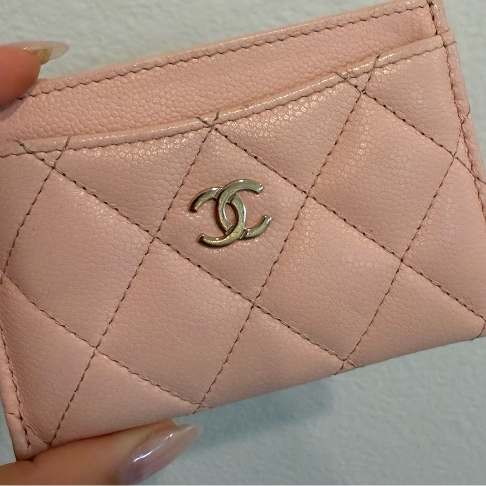 Chanel Light Pink Quilted Card Holder